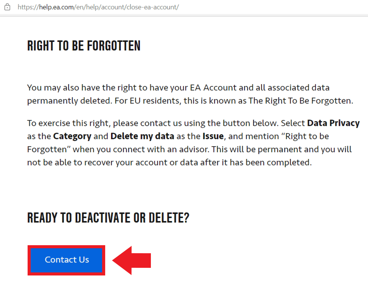 how to delete a ea account