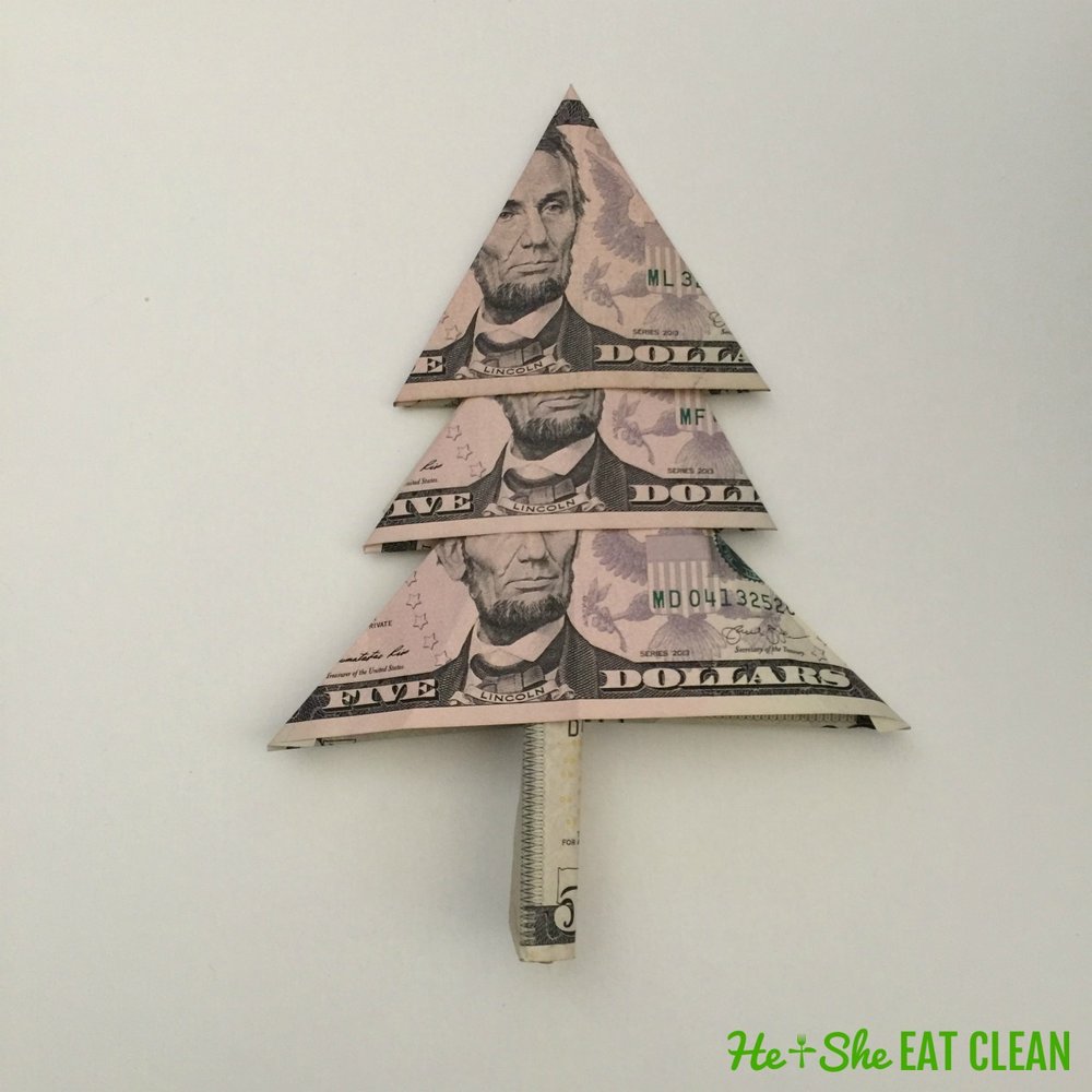 how to fold a dollar bill into a christmas tree