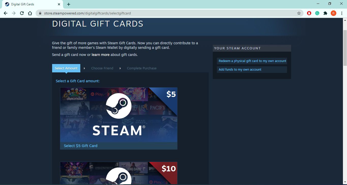 how to send steam gift card