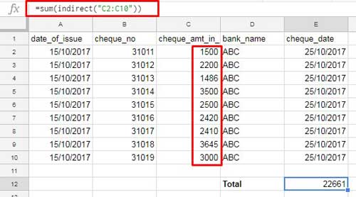 how to use indirect function in google sheets