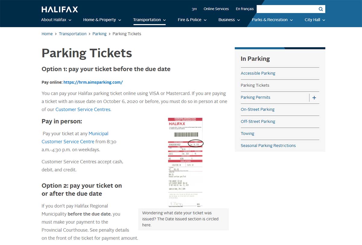 hrm pay parking ticket