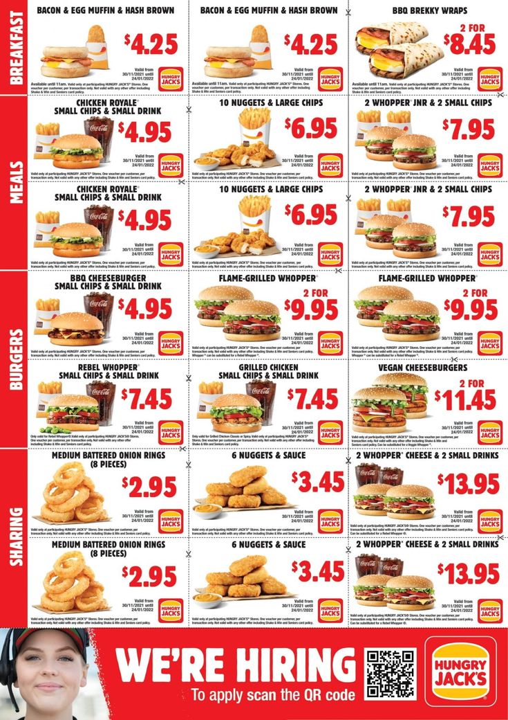 hungry jack menu prices