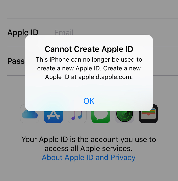 i cant create an apple id