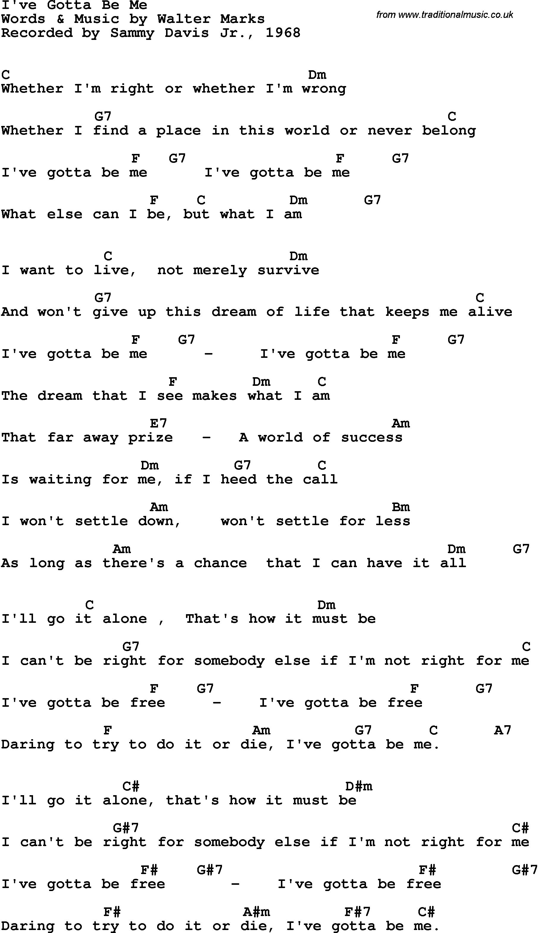 i gotta be me lyrics