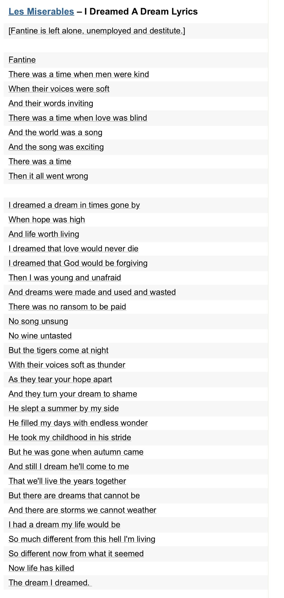 i have a dream les miserables lyrics