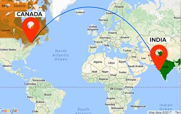 india to canada flight distance