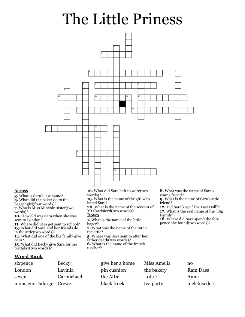 indian princess crossword