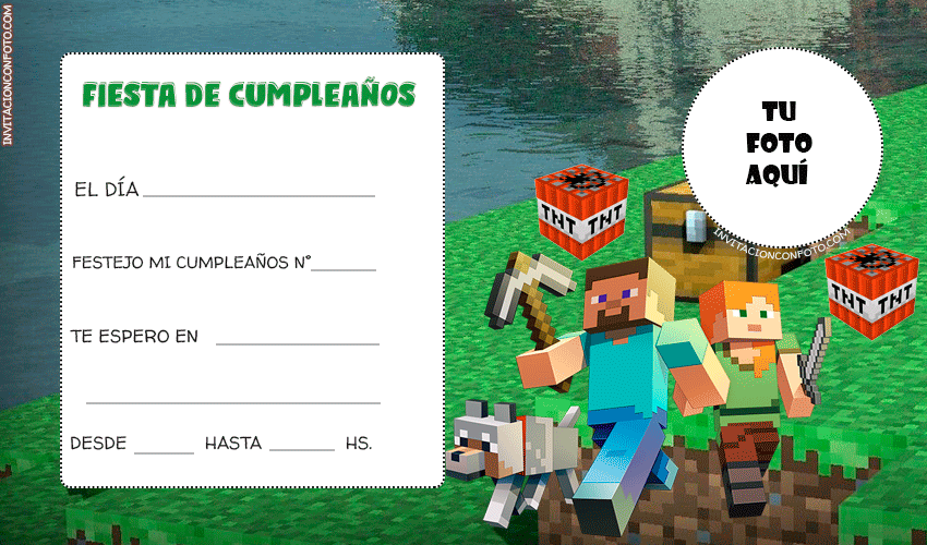 invitaciones de minecraft para editar