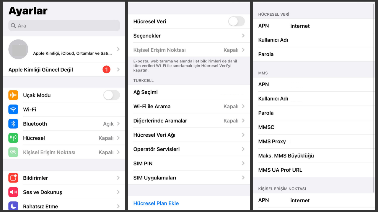 iphone mms ayarları vodafone