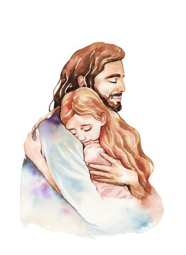 jesus hugging girl