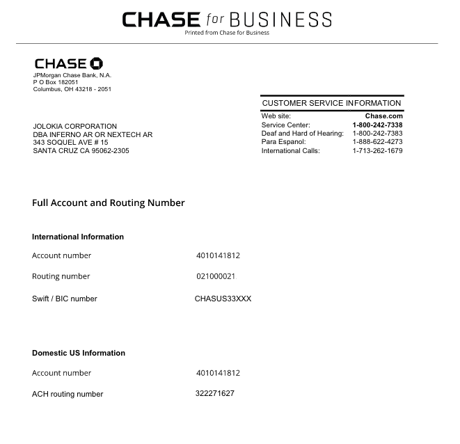 jpmorgan chase bank na routing number