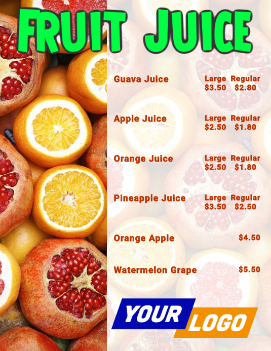 juice menu template