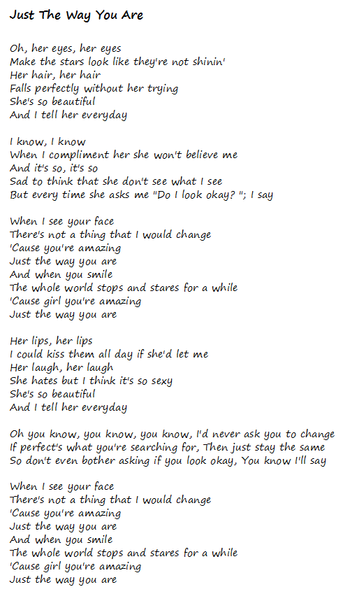 just the way u are lyrics