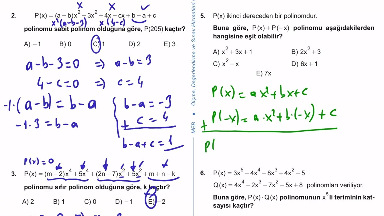 kazanım kavrama testleri 10 sınıf matematik çözümleri