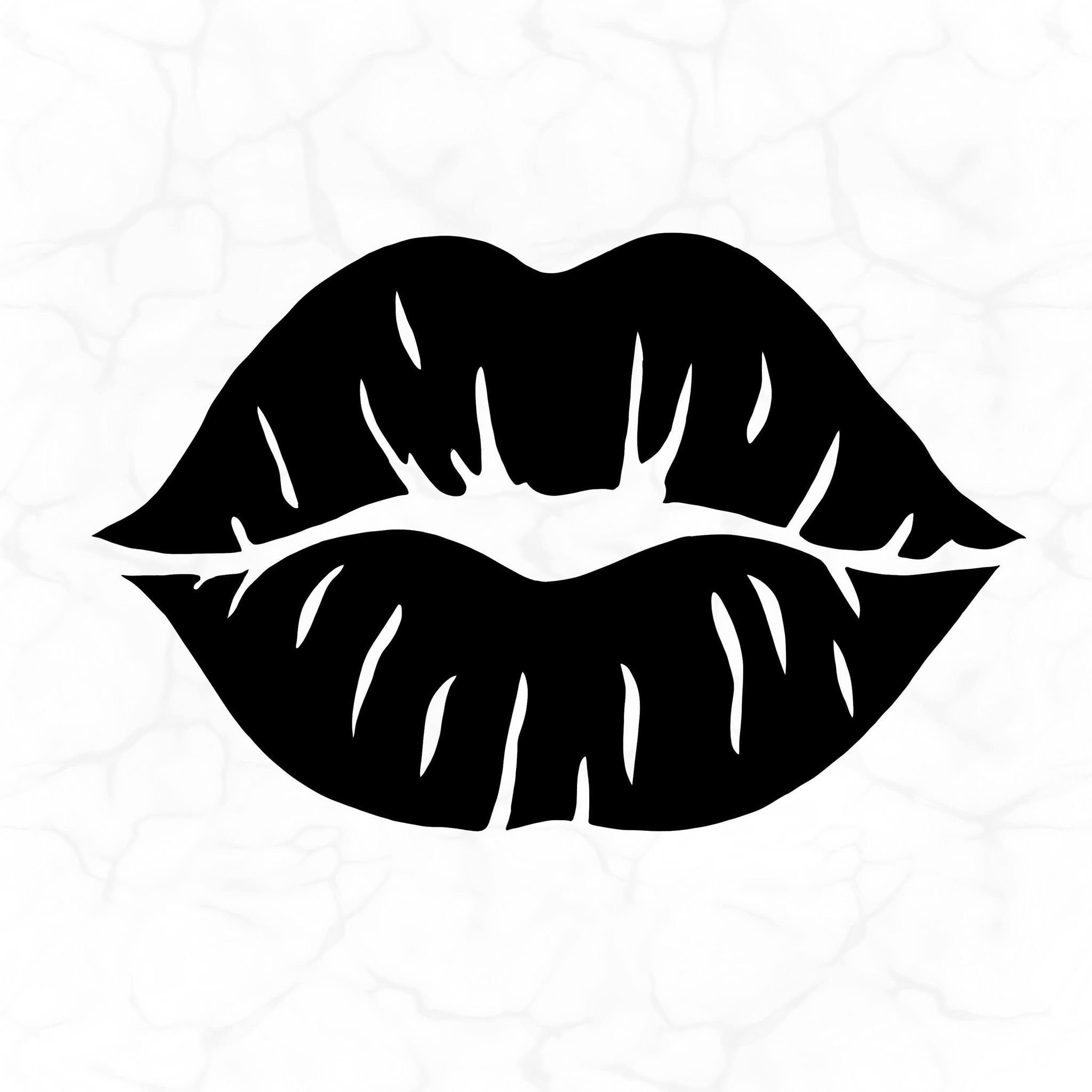 kissing lips clipart black and white