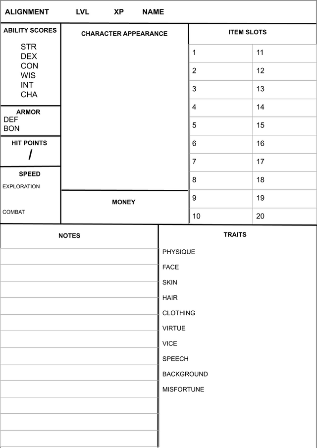 knave character sheet