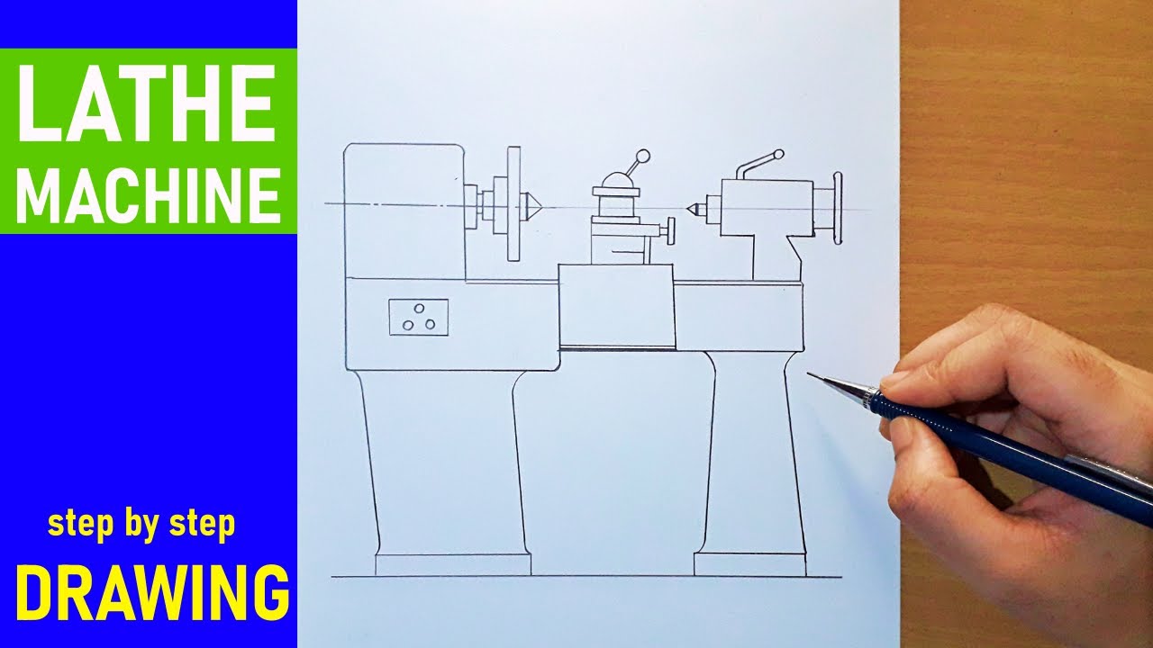 lathe machine diagram easy