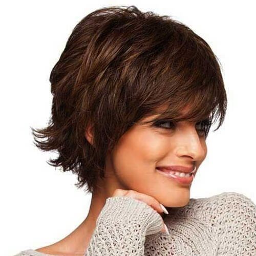 layered haircut with short bangs