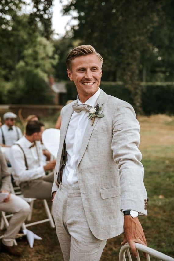 linen suit wedding