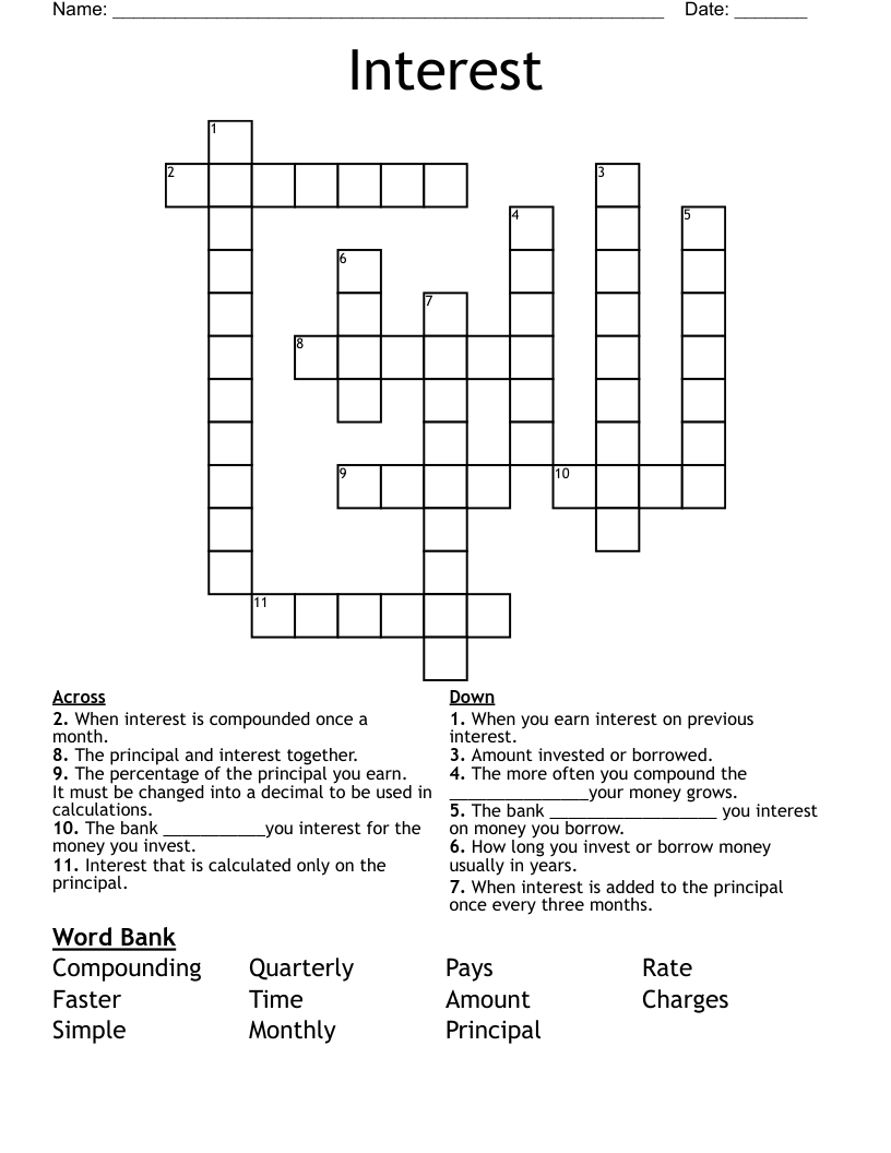 low interest indicator crossword