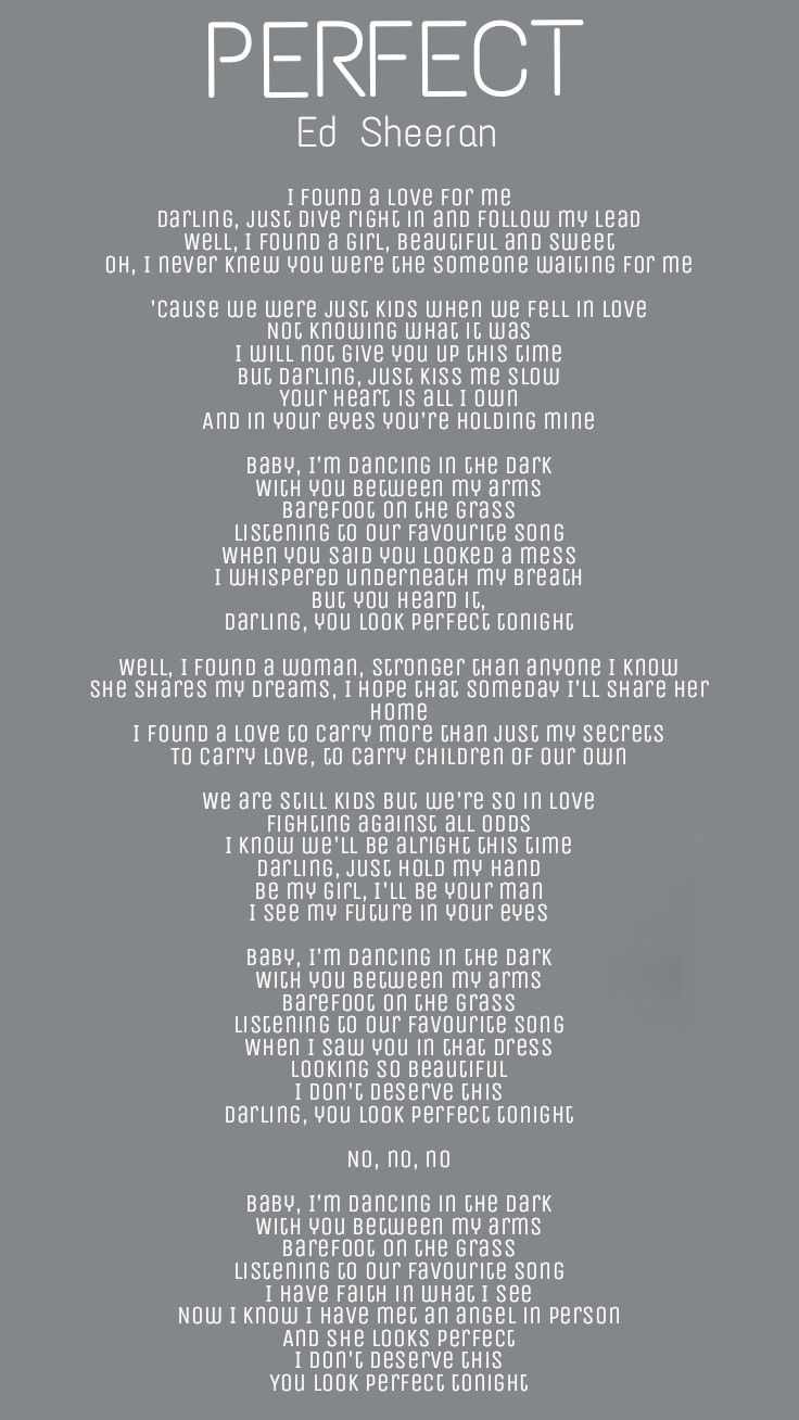 lyrics to ed sheeran perfect