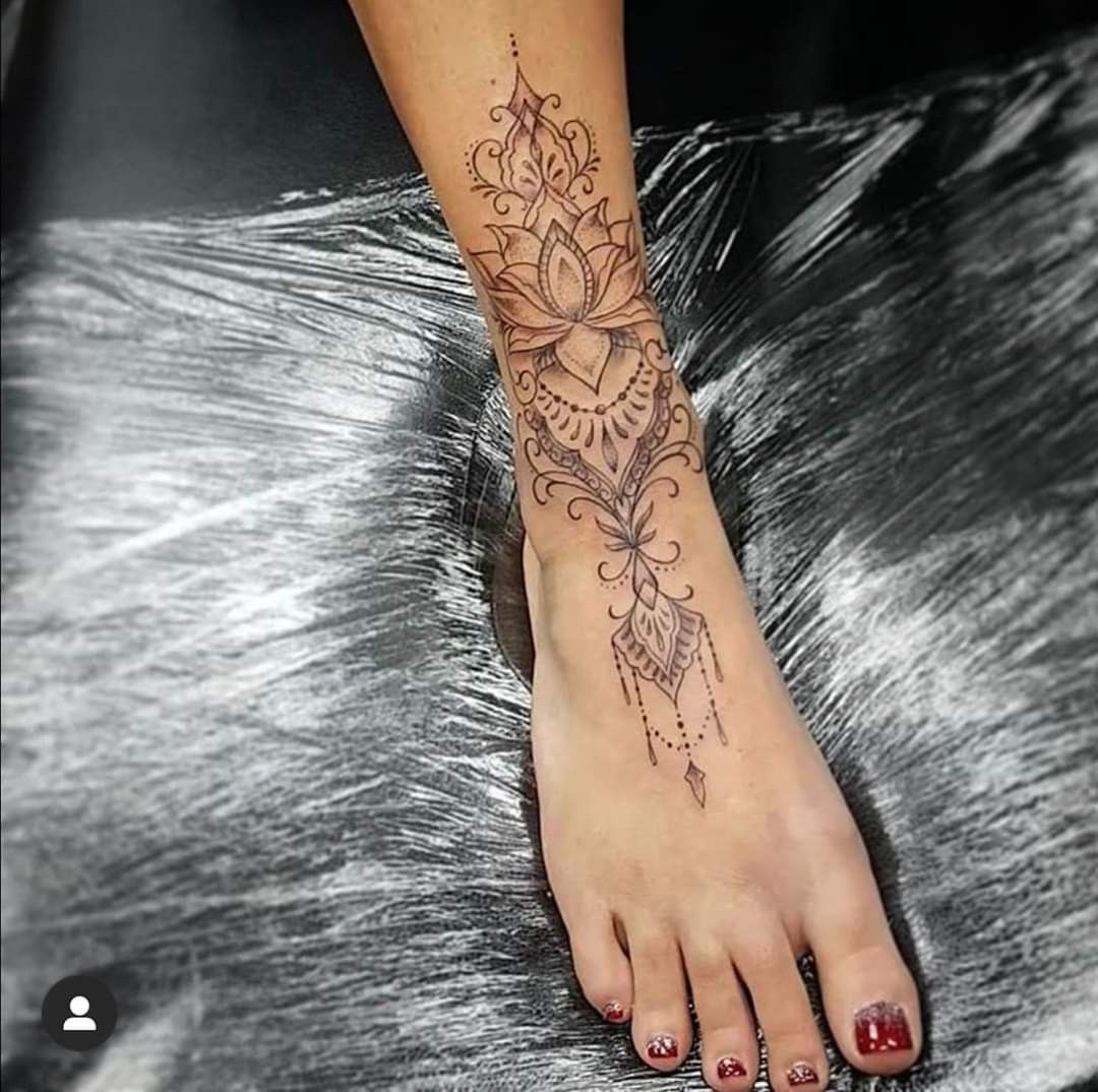 mandala foot tattoo