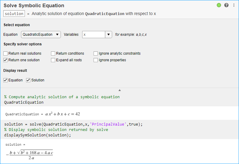 matlab equation