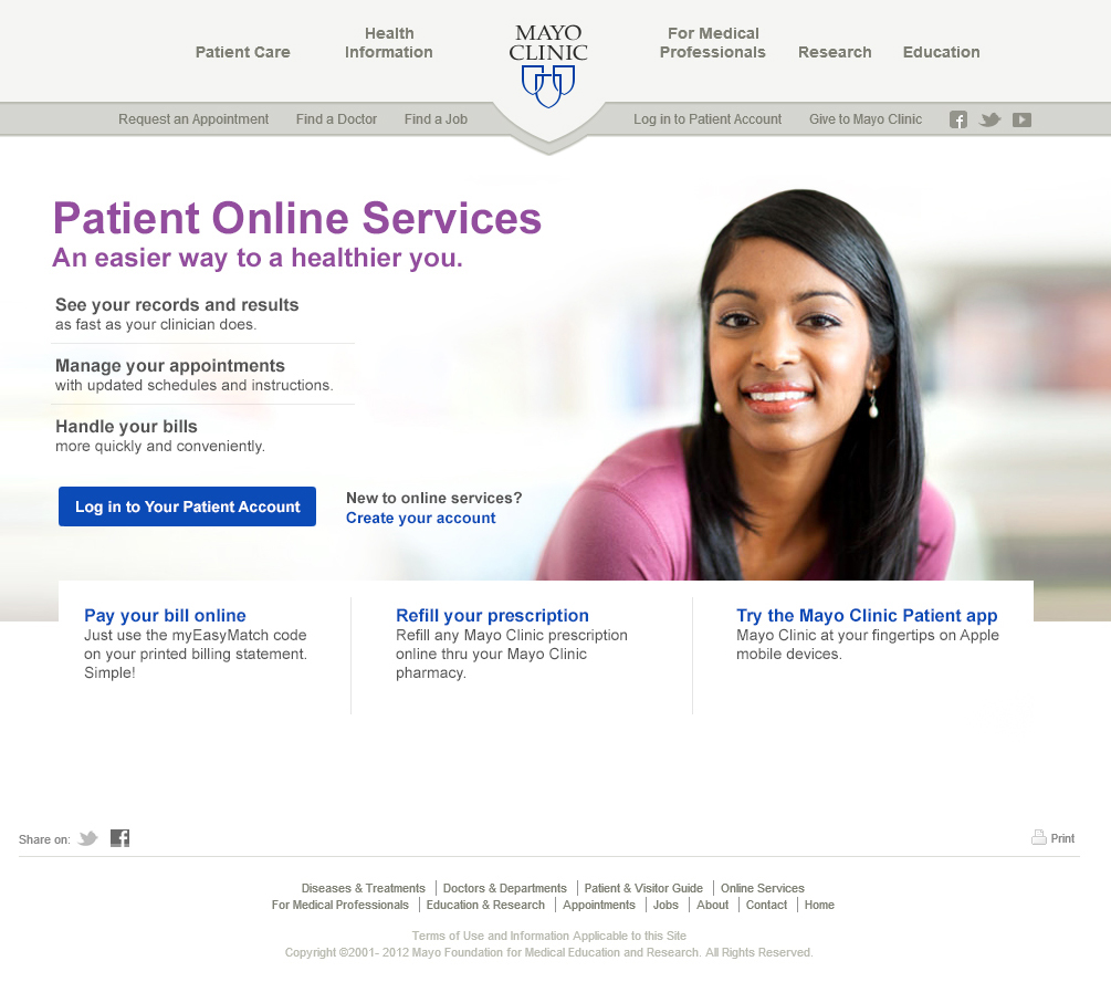 mayo clinic patient portal login page