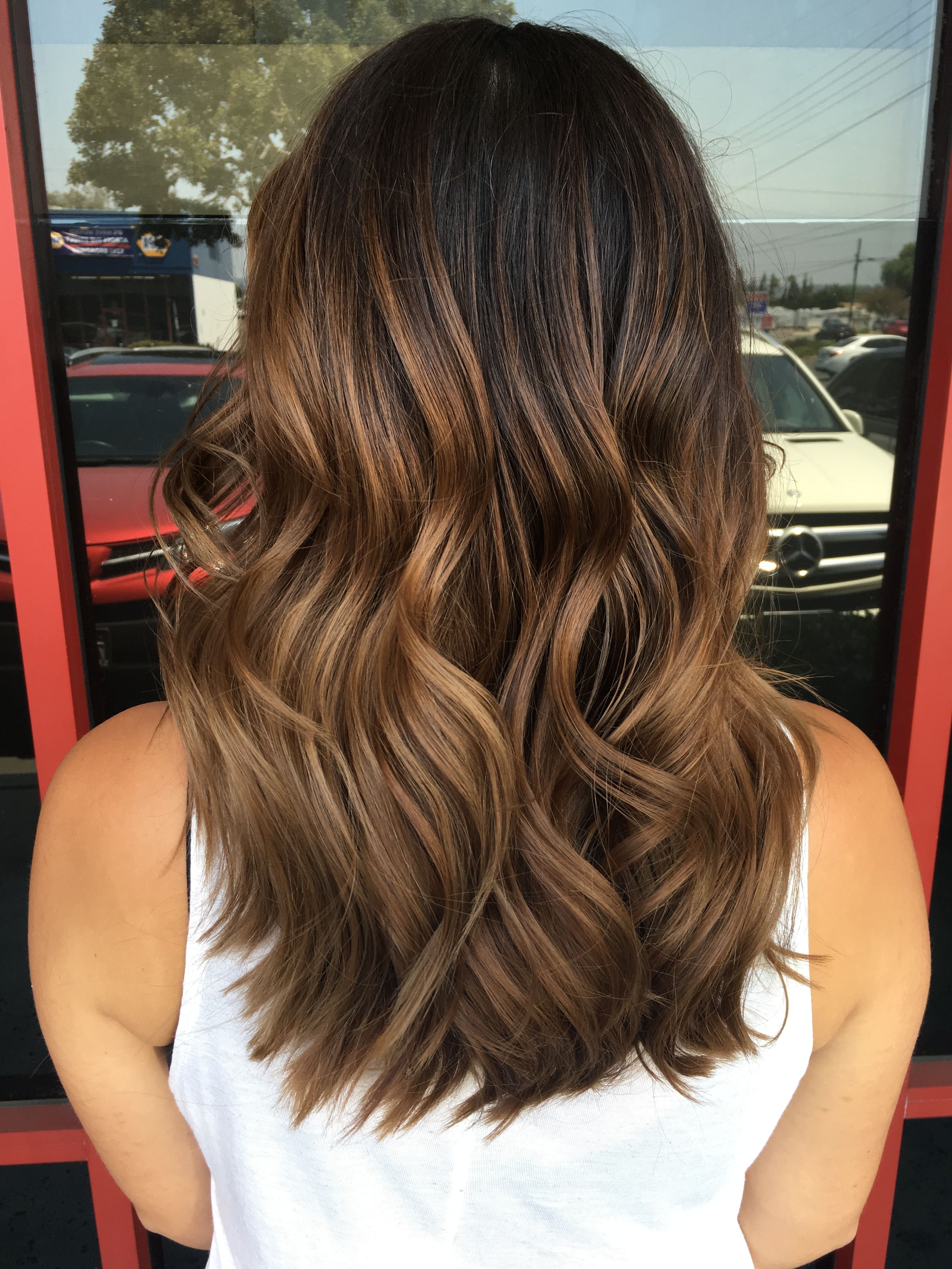 medium brown hair balayage