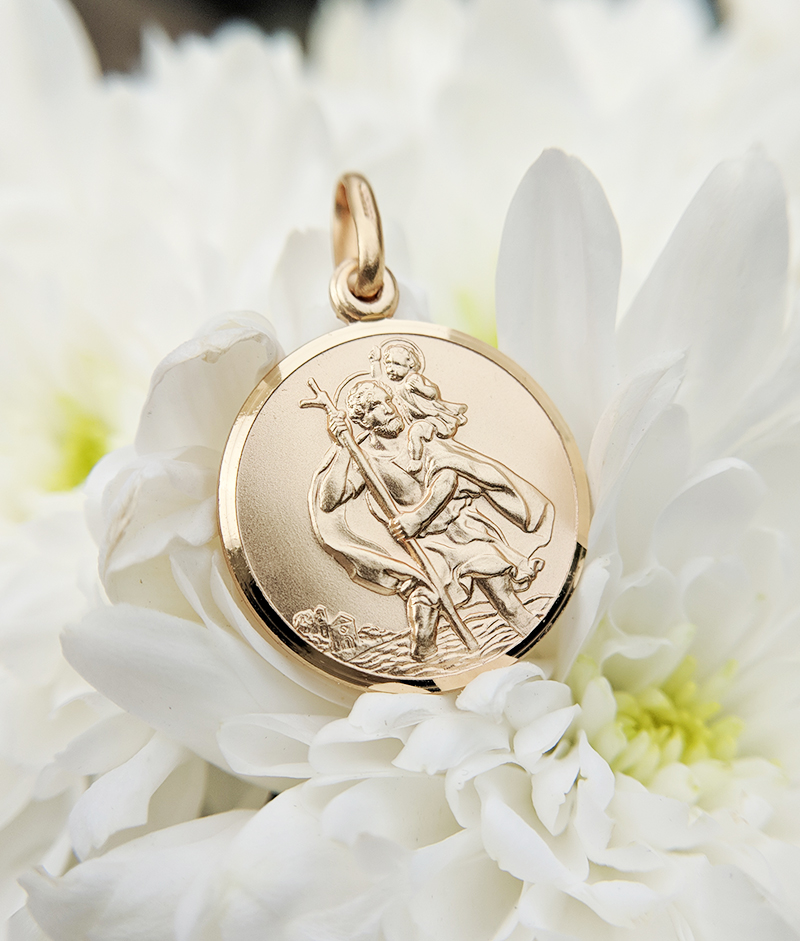 mens gold saint christopher necklace