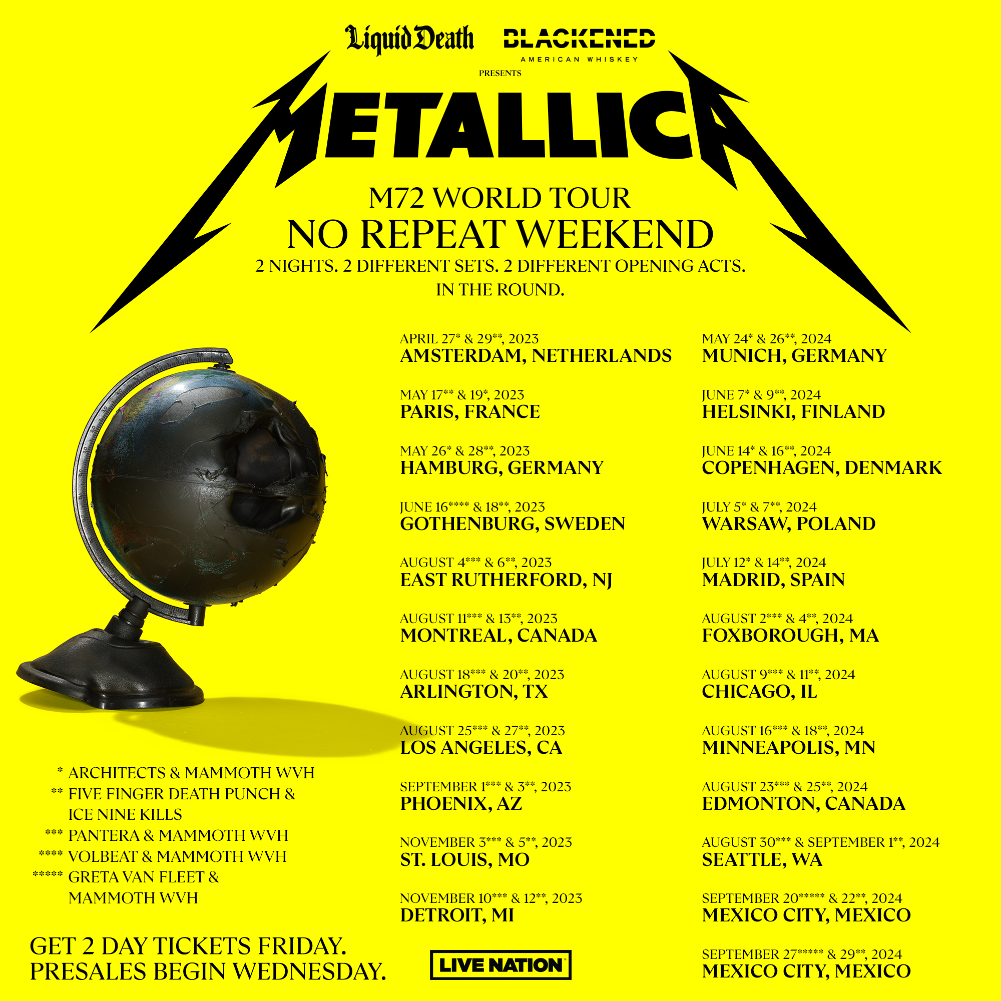 metallica concert list