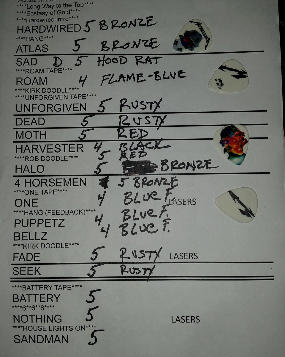 metallica setlists