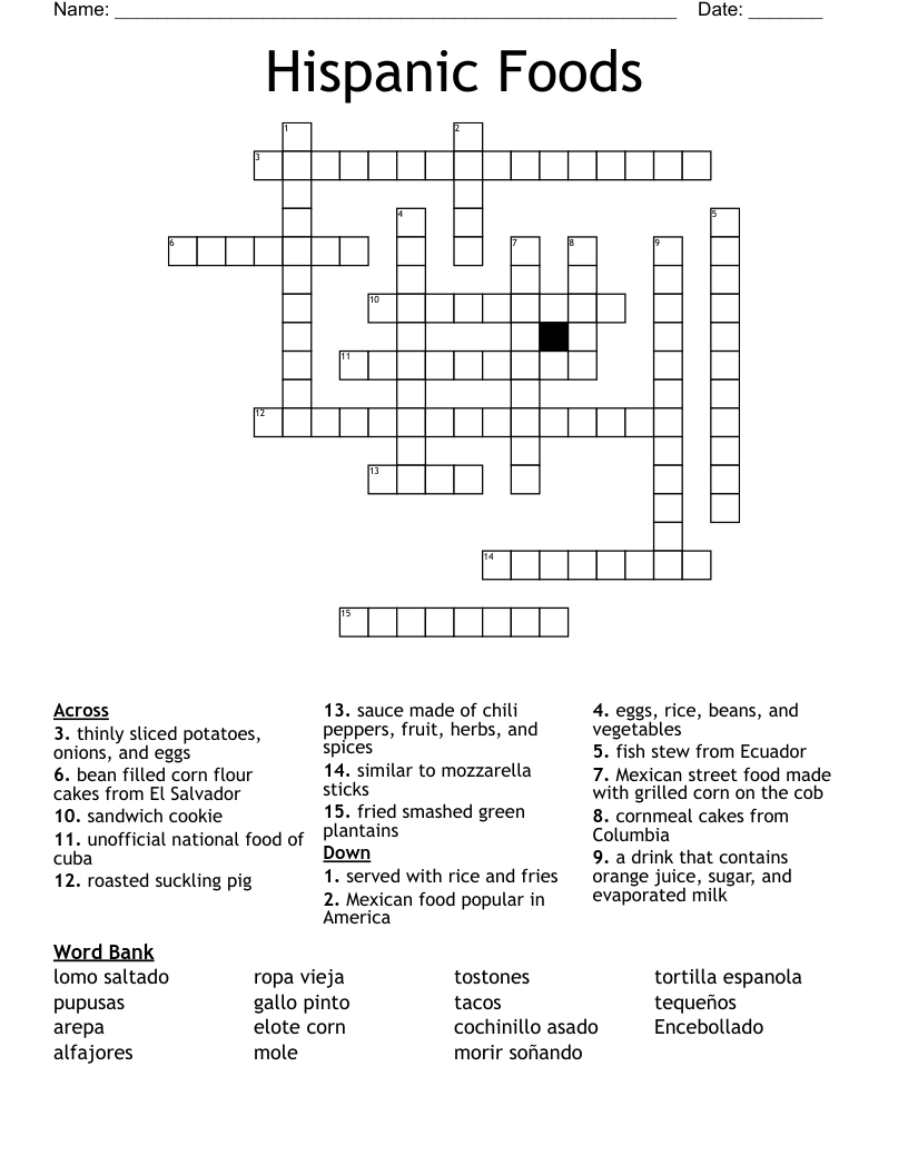 mexican sandwich crossword