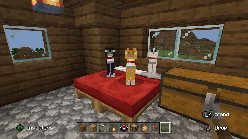 minecraft cats sit on chests