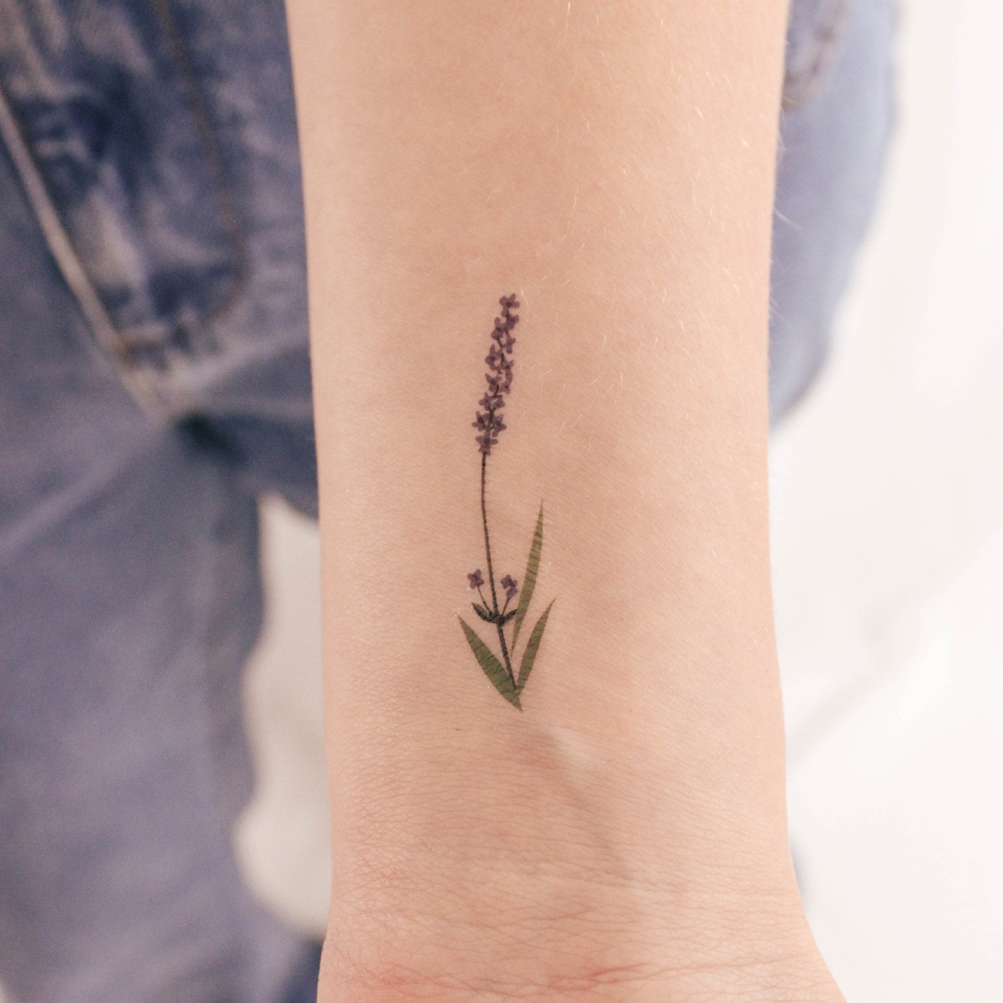 minimalist lavender tattoo