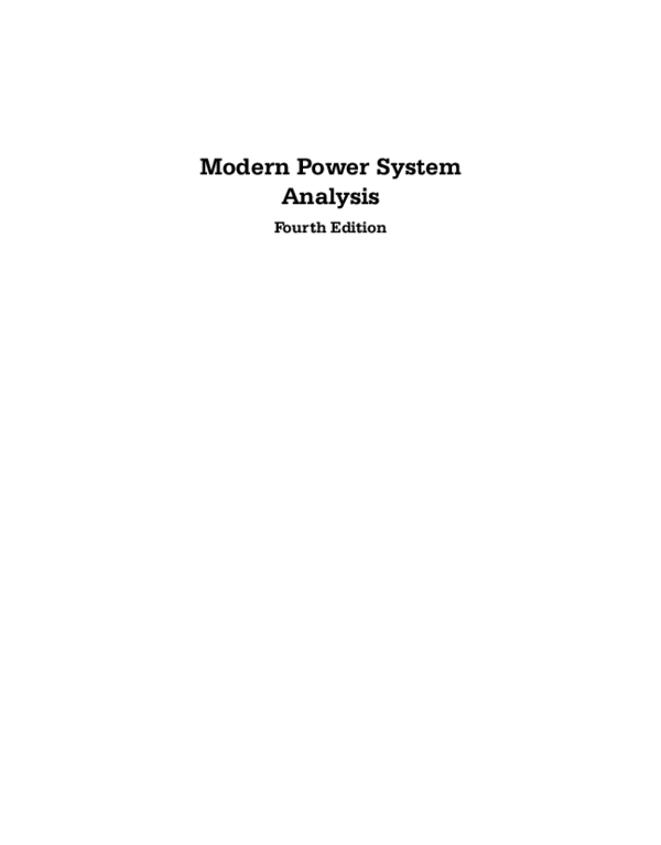 modern power system analysis solution pdf