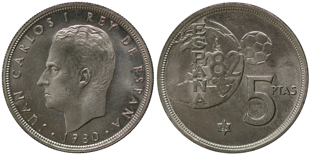 moneda de 5 pesetas de 1980