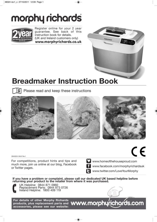 morphy richards breadmaker instructions