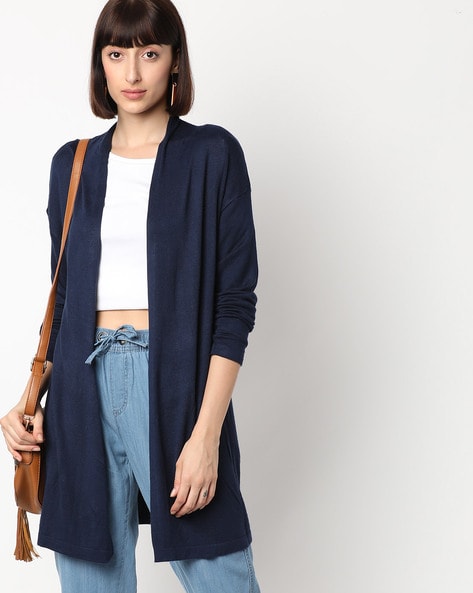 navy blue long shrug