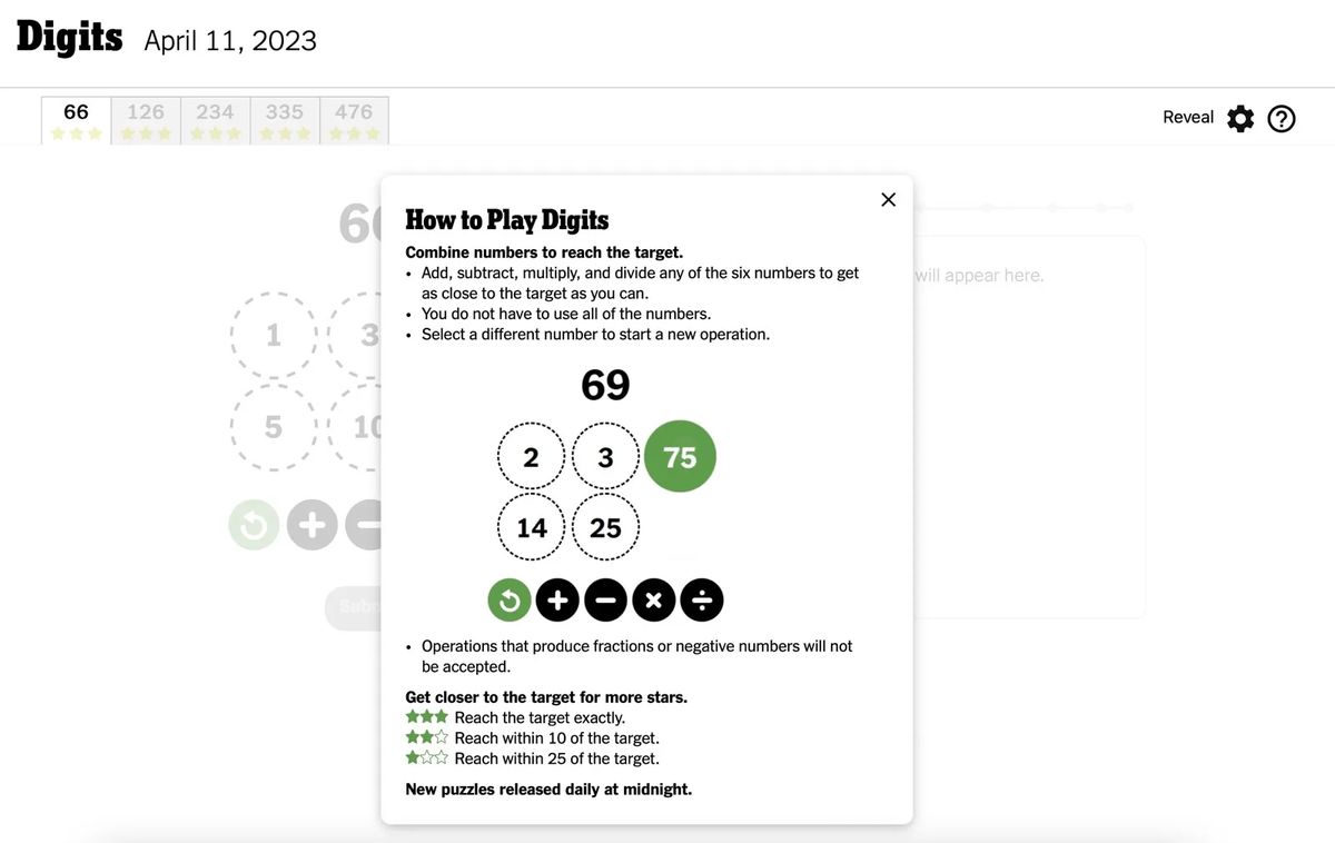 new york times digits game