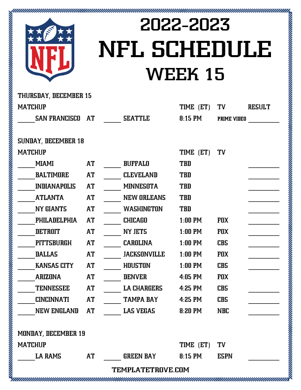 nfl week 15 printable schedule