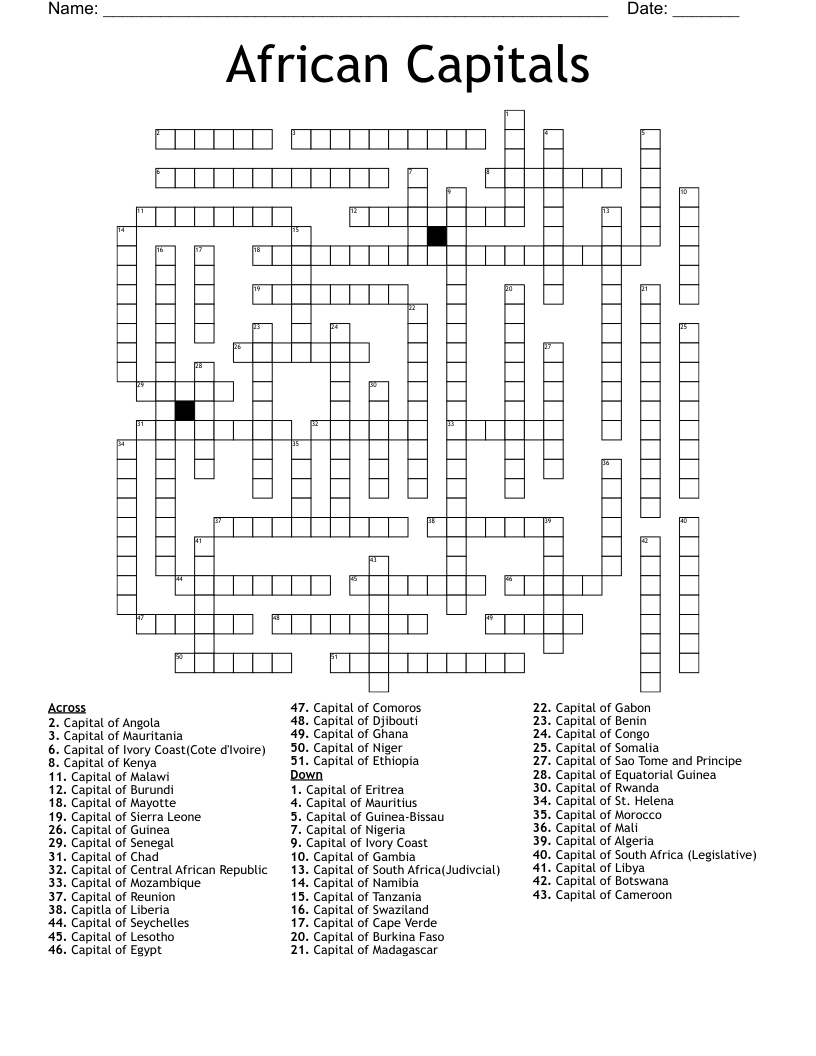 north african capital crossword puzzle