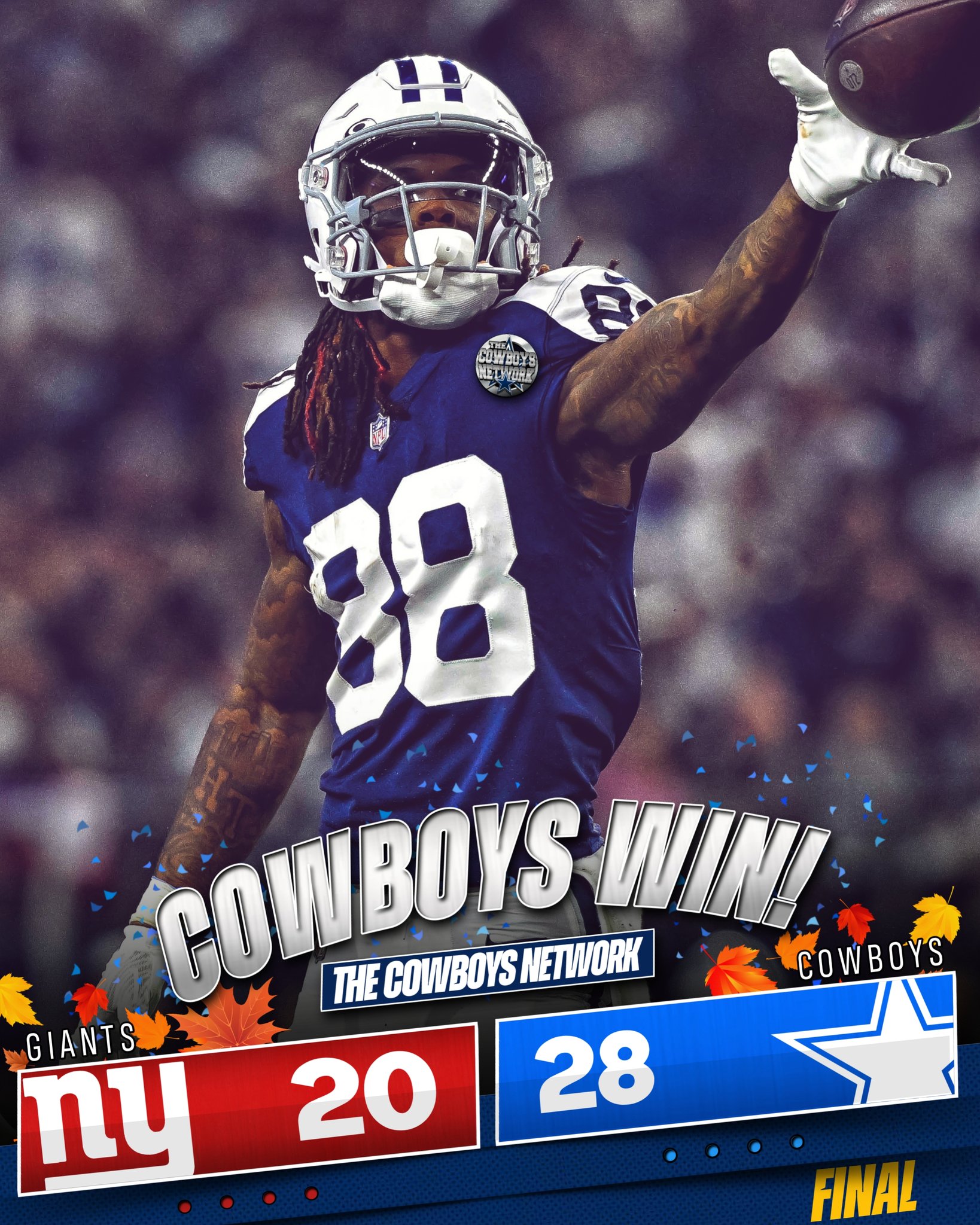 ny giants vs dallas cowboys score