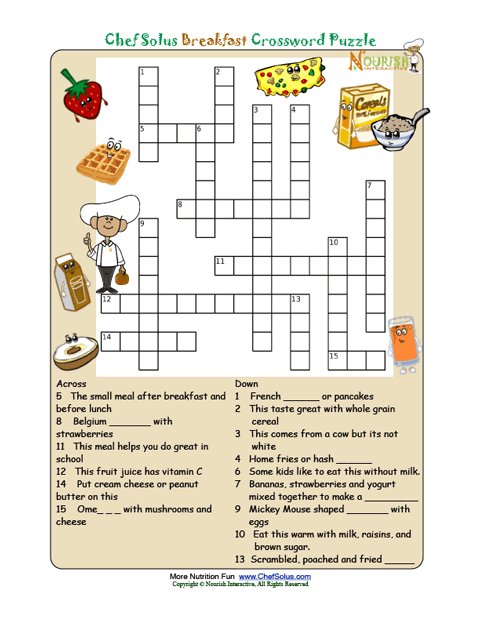 of nutrition crossword