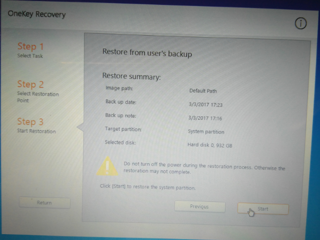 one key recovery lenovo