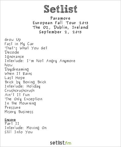 paramore setlist