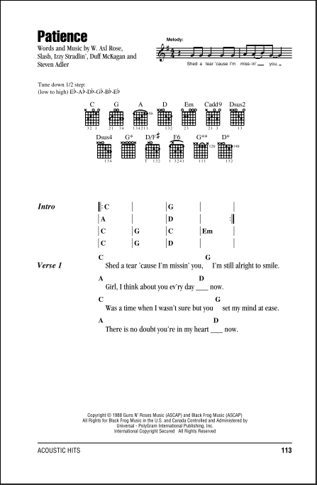 patience chords take that