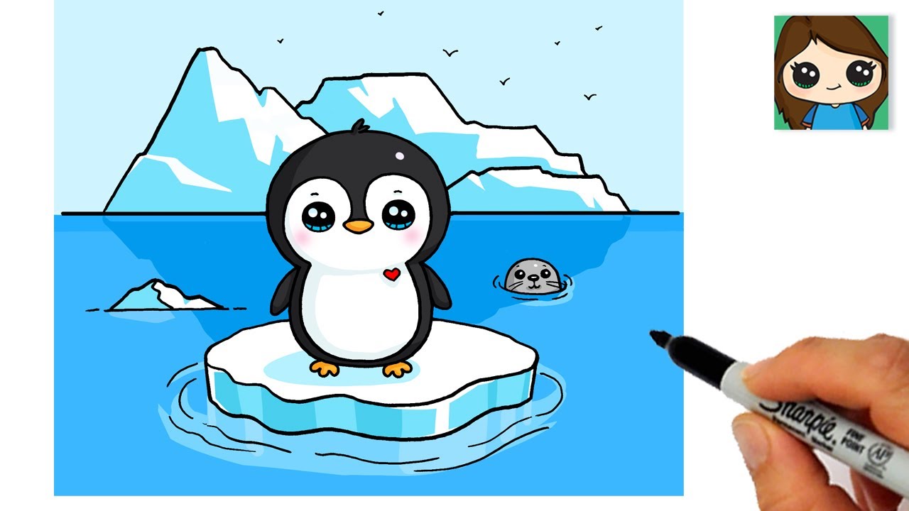 penguin scenery drawing