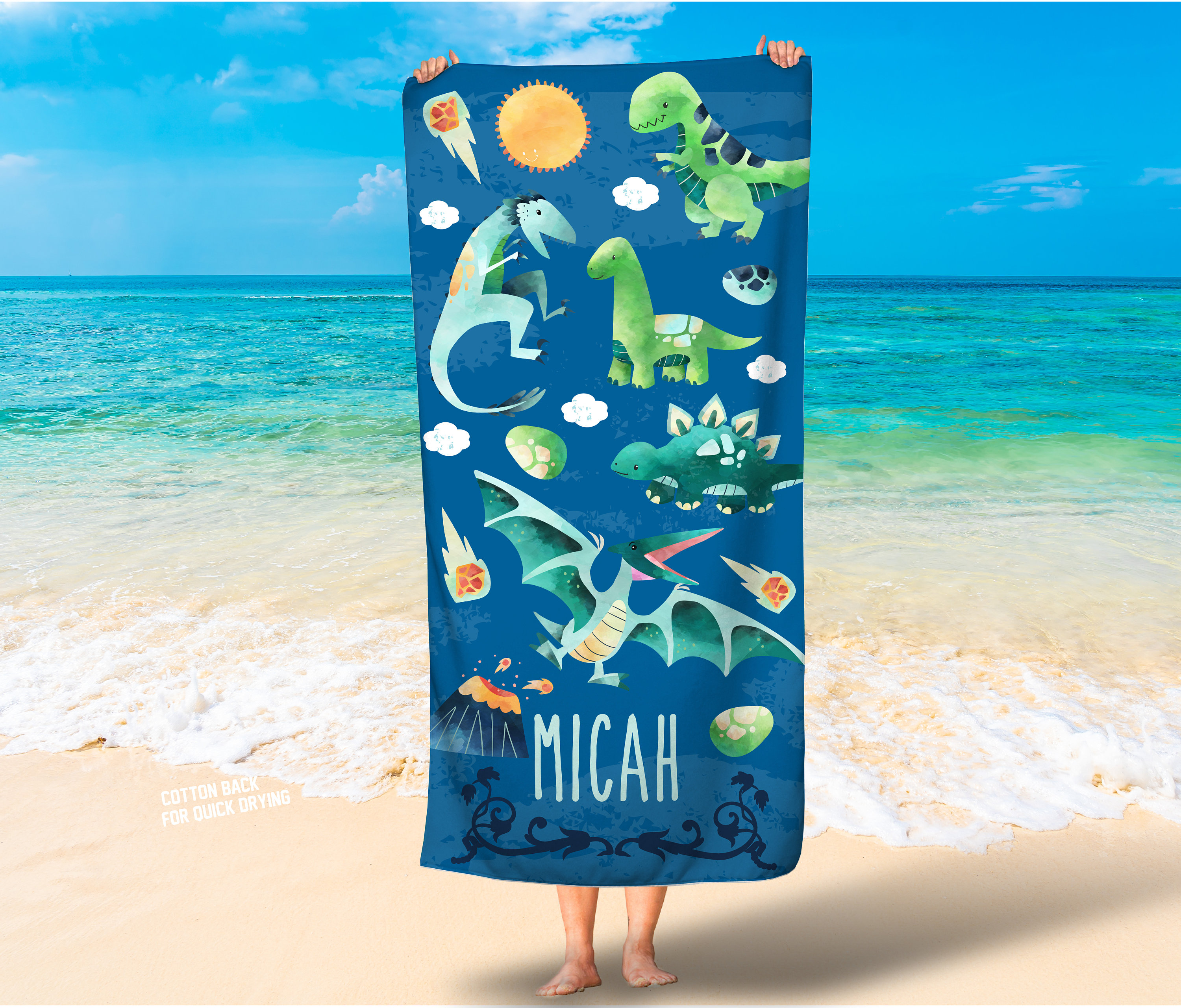 personalised kids beach towel