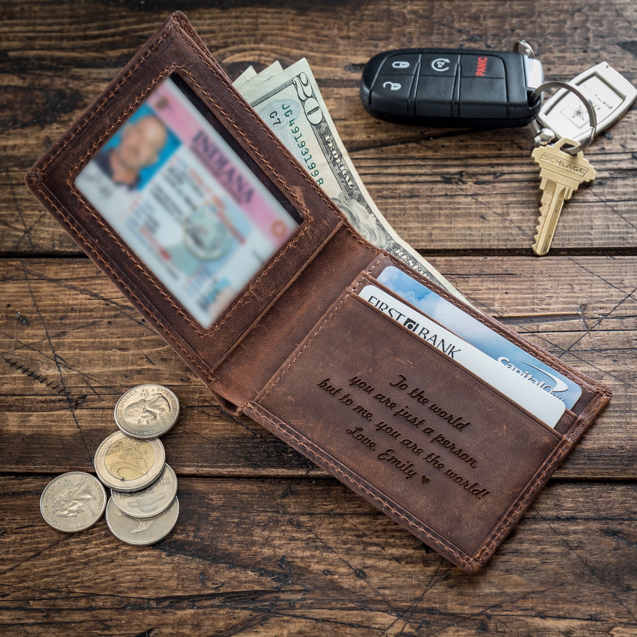 personalized leather wallet for him